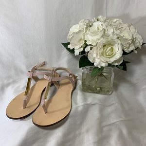 Calvin Klein T-Strap leather flat sandals